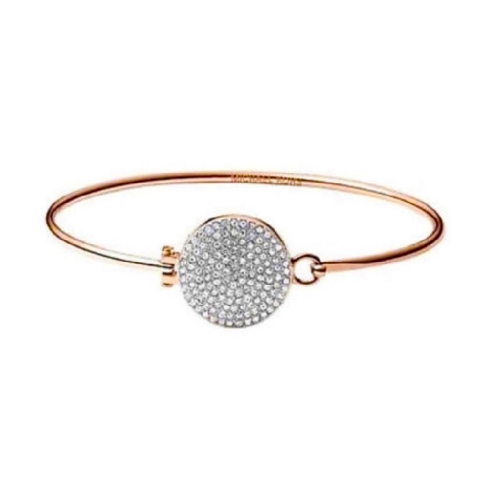 $115 Michael Kors Rose Gold-Tone Crystal Pave Circle Disc Bracelet - Picture 1 of 6